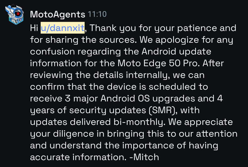 r/motorola - Android 17 will be the last OS update for the Edge 50 Pro (this year + 2027).