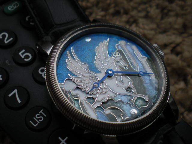 Pegasus  enamel cloisonne dial watch.