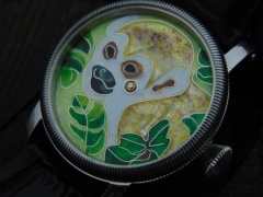 "Monkey" granulation, enamel cloisonne watch dial.