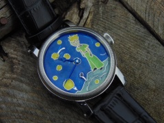 Maly Książe - enamel cloisonne watch dial. Diameter 36 mm. Silver.