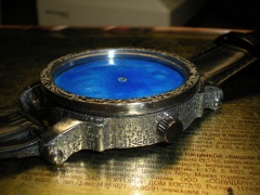 Email grand efu. Srebro 36 mm. Giloszowane. Emalia Shauer.