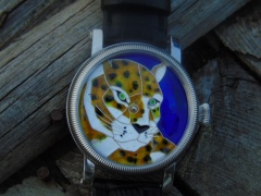 "Cat" enamel cloisonne dial.