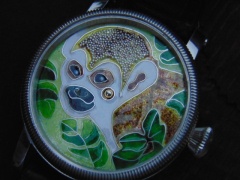 "Monkey" granulation, cloisonne enamel dial.